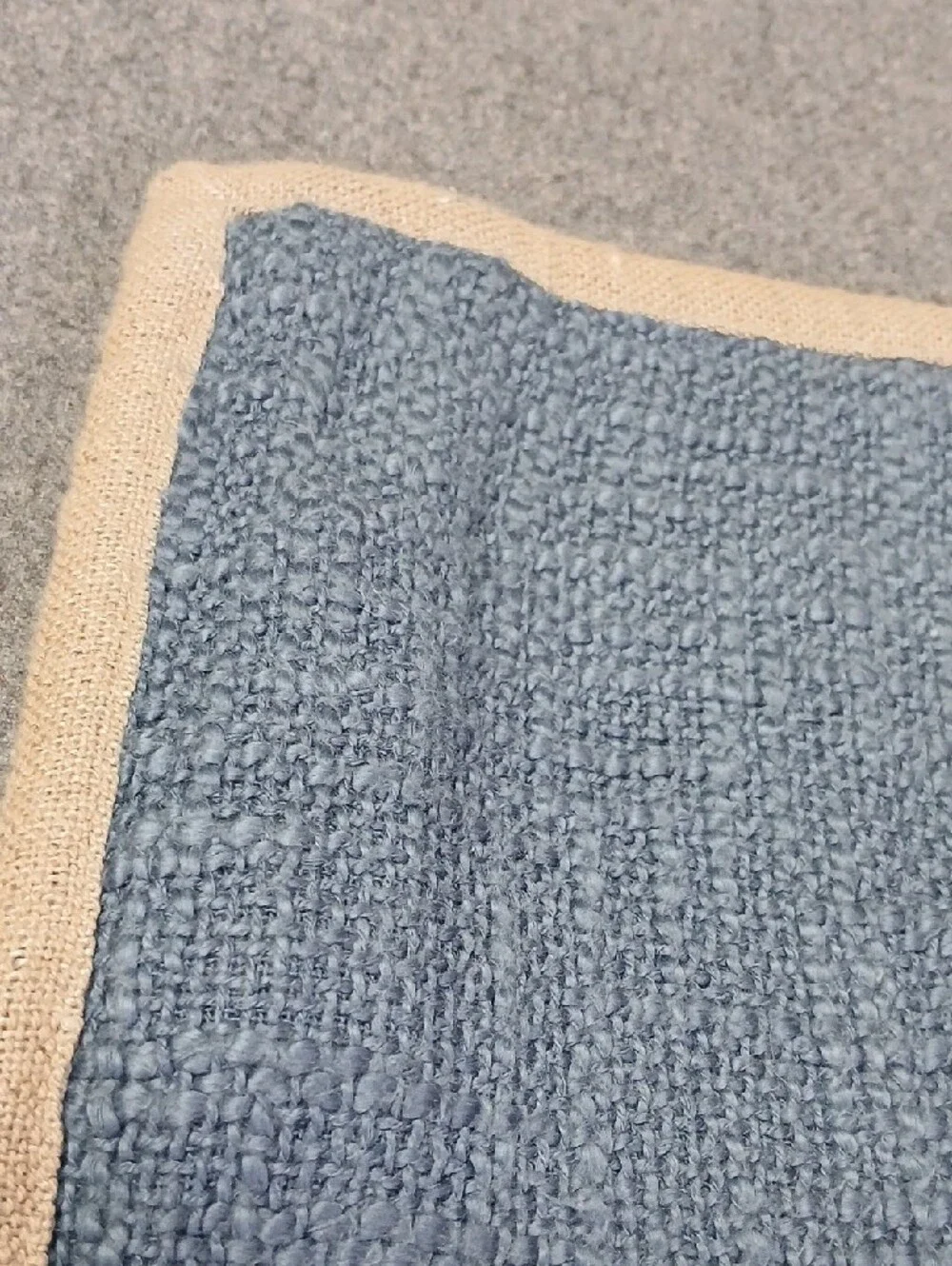 Pottery Barn cotton Light Blue Pillow Covet with Cream Trim
